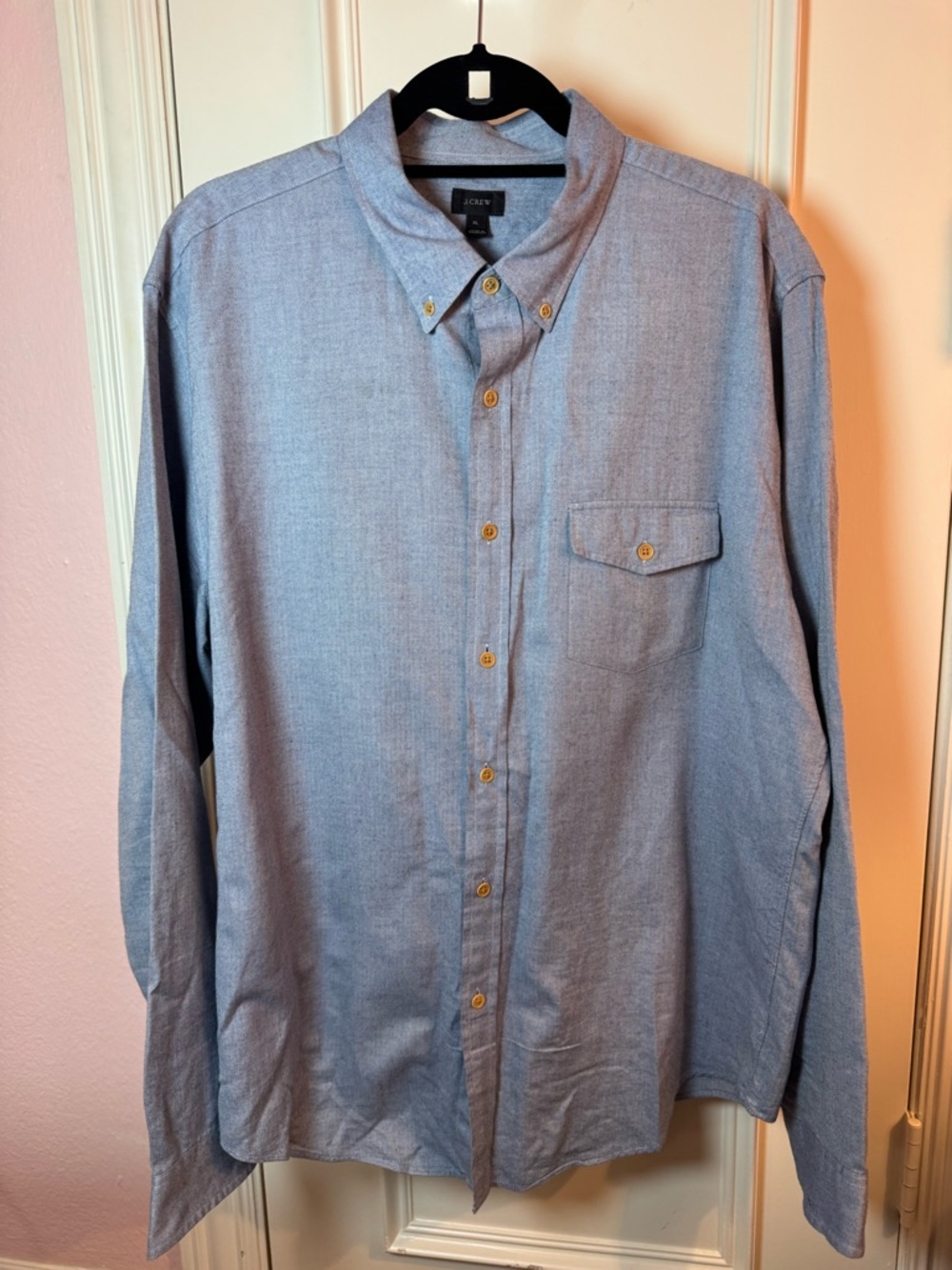 J. Crew Men's Button-Down Shirt in Light Blue Chambray